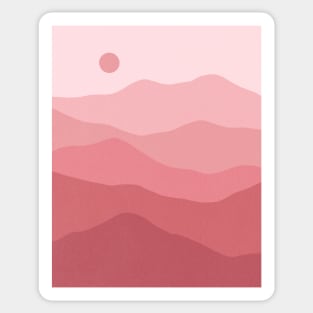 Pink Mountains Landscape Minimalist Boho Sticker